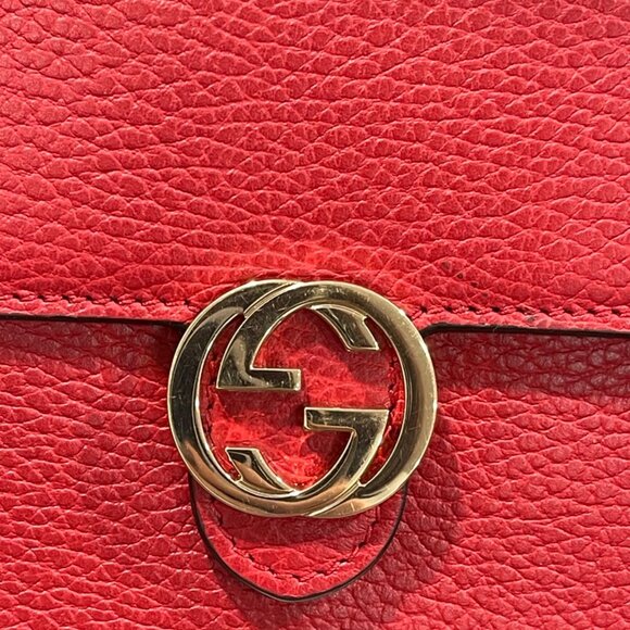 Gucci Dollar Calfskin Small Interlocking G Shoulder Bag WOC Red (JB1392) - Picture 3 of 9